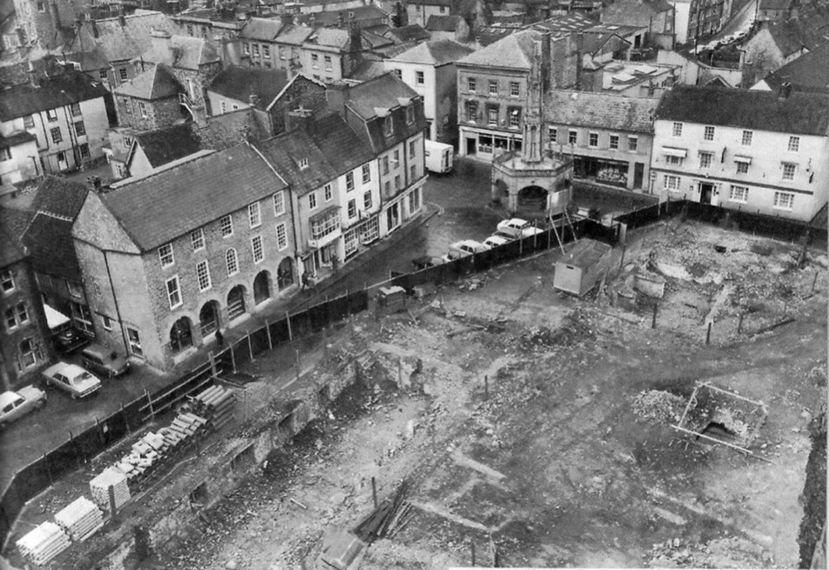Clearance and construction work beside Shepton Mallet’s market square.